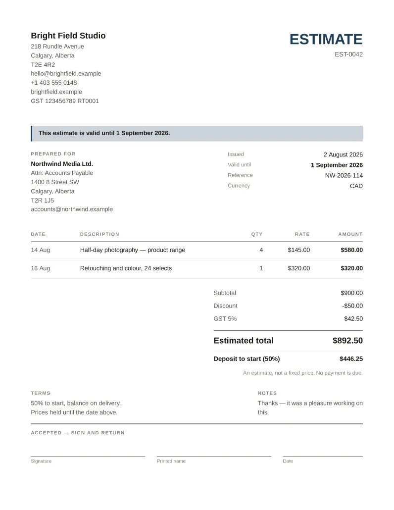 An estimate made with this tool